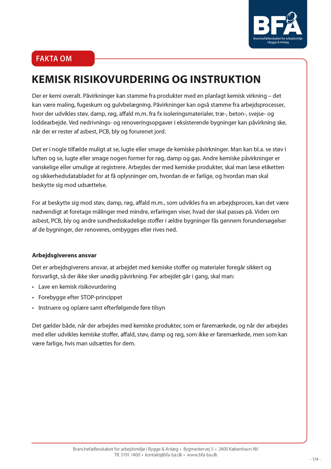 Forhåndsvisning af produktet Fakta om kemisk risikovurdering og instruktion