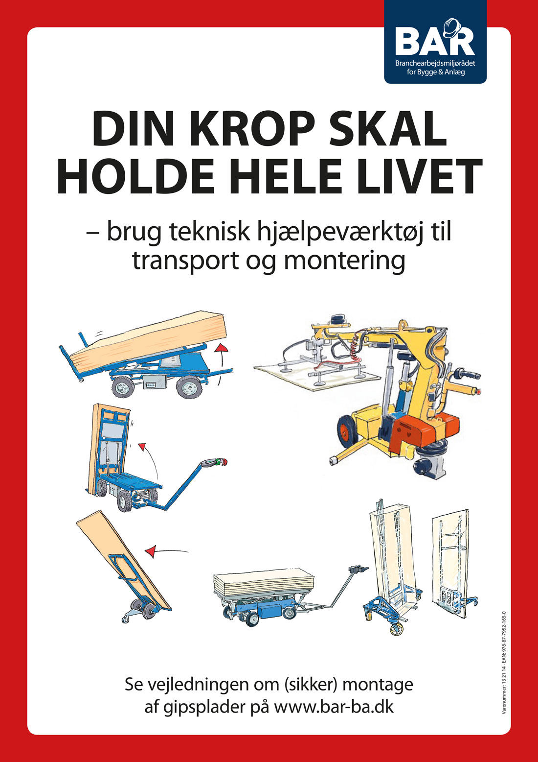 Forhåndsvisning af produktet Plakat om håndtering af gipsplader