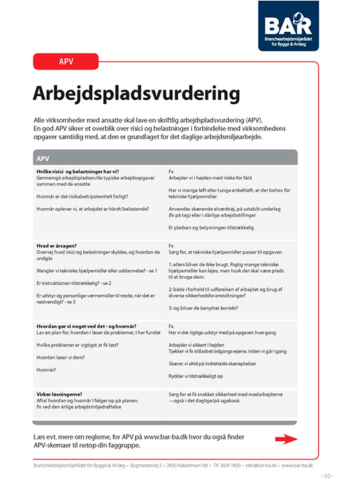 Forhåndsvisning af produktet Arbejdspladsvurdering (BAR)