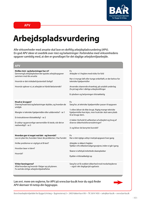 Forhåndsvisning af produktet APV med fokus på risikovurdering